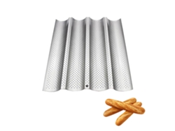 Bandeja De Horno Antiadherente Con Agujeros Para Pan Francés, Molde De Acero Al Carbono Para Hornear Baguettes.