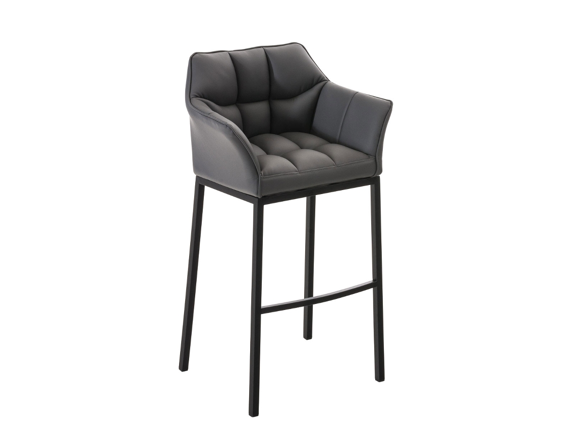 Taburete de Bar Damaso en Piel Sintética con Estructura de 4 Patas Gris/Negro Clp