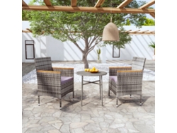 Juego de comedor de jardín de 3 piezas DKD Home Decor en mimbre gris PE