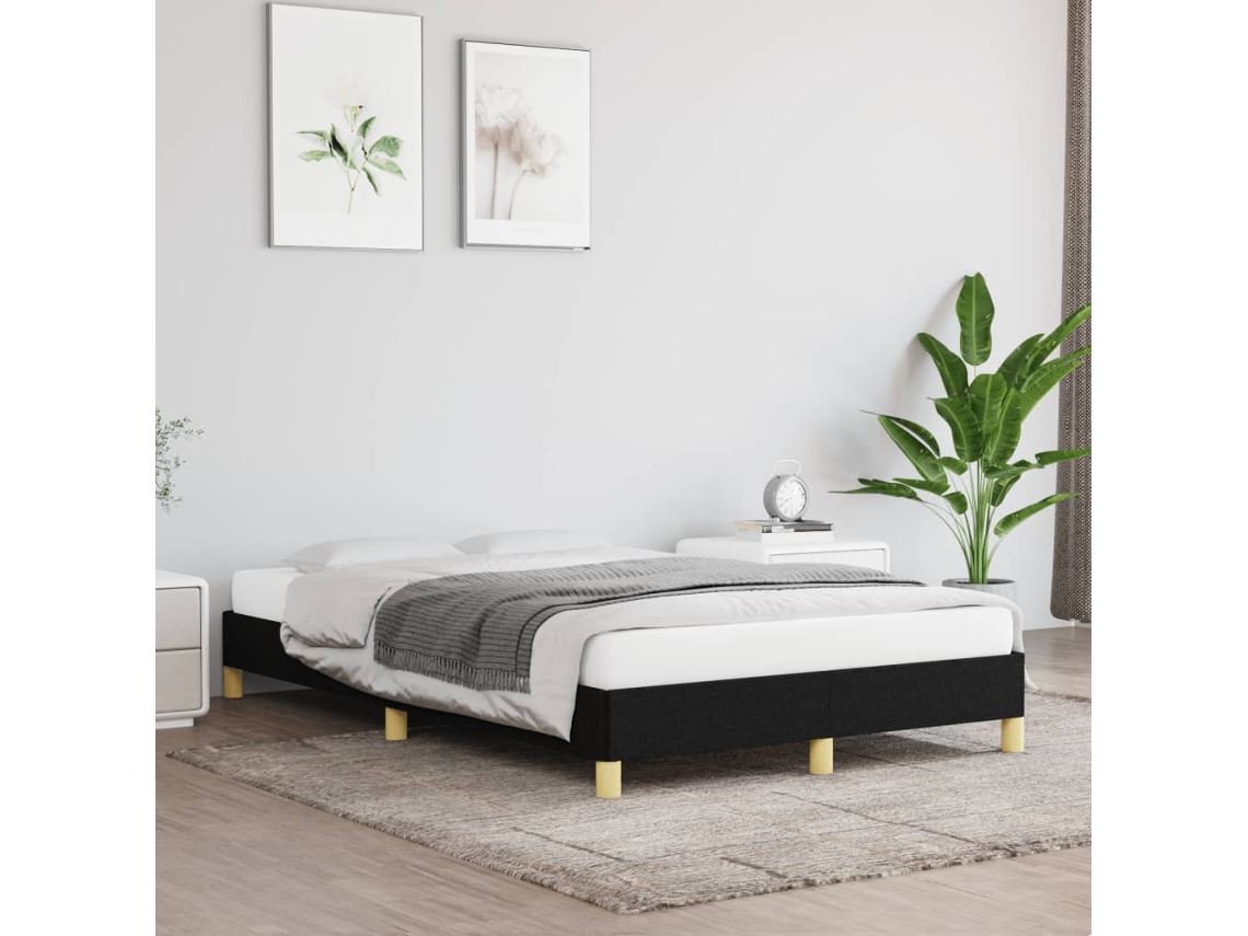 Estructura De Cama Sin Colchón Tela Negro 120x190 Cm