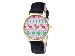 Reloj De Pulsera De Cuero Pu Casual Elfo Navideño Estudiantil Unisex Zhoulianfa (negro)