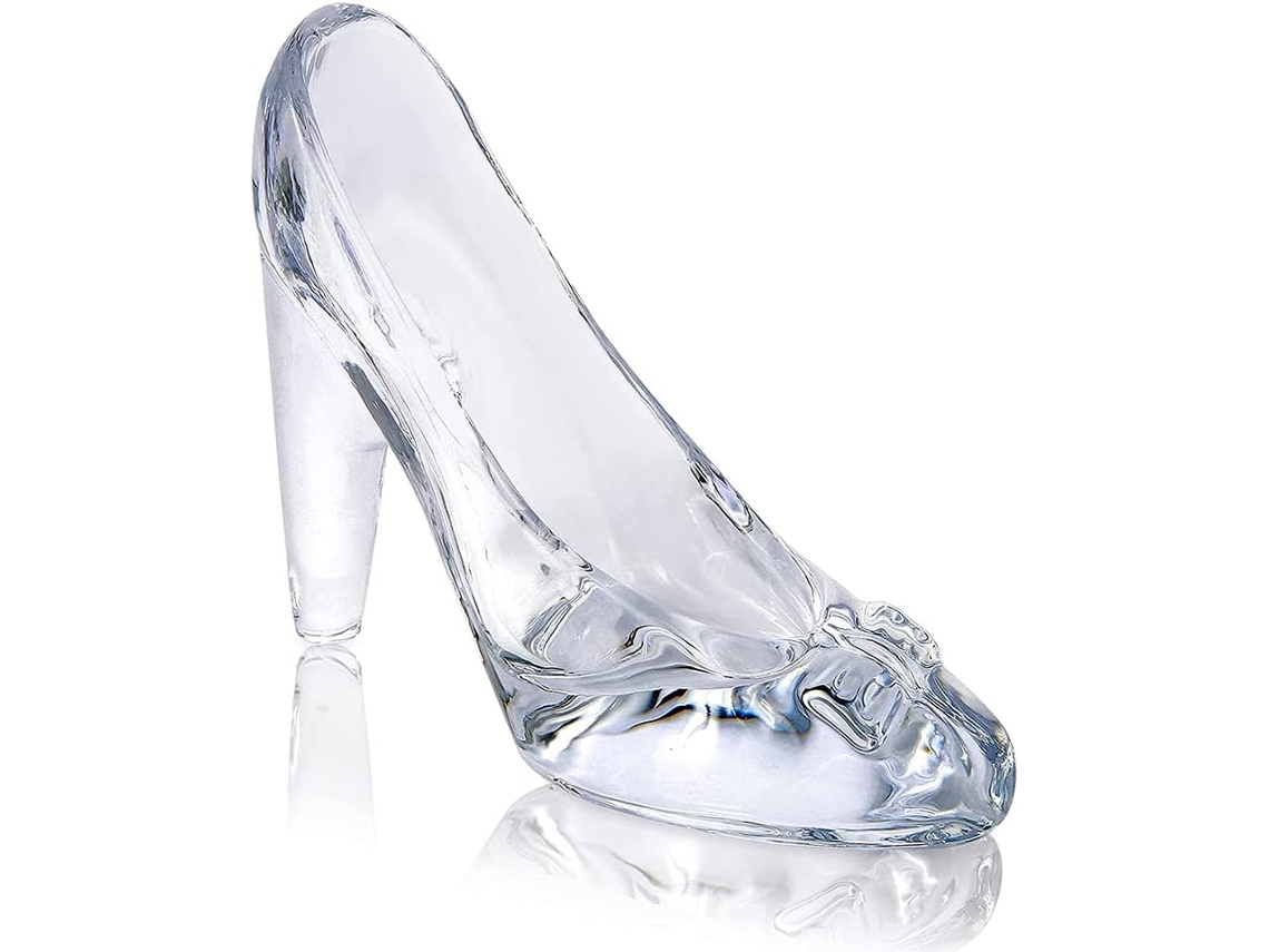Zapatilla De Princesa De Cristal Transparente Con Lazo Y Tacones Altos.