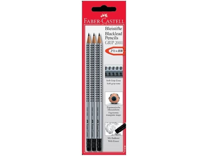 Lápiz de Grafito FABER-CASTELL HB (3 Un - Multicolor)