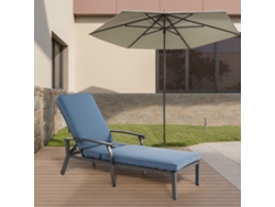 Silla De Playa De Aluminio Con Cojín Azul Para Piscina.