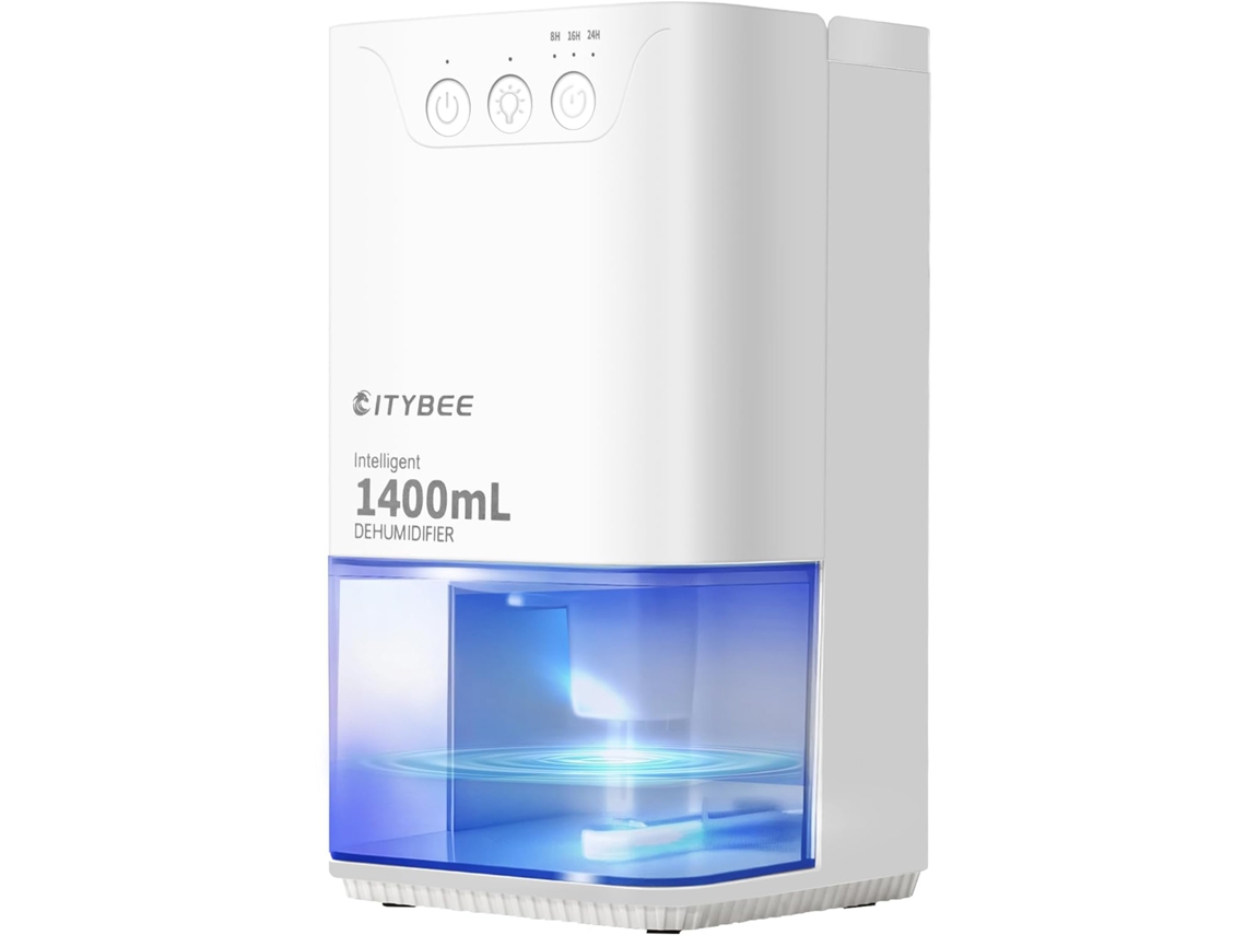 Deshumidificador Nettlife de 1400 ml, con temporizador e iluminación ambiental (blanco)