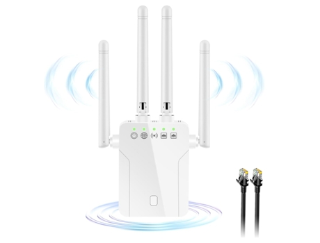 Extensor WiFi 1200 Mbps, internet inalámbrico 5 GHz y 2.4 GHz, largo alcance, 4 antenas - CHRONUS.