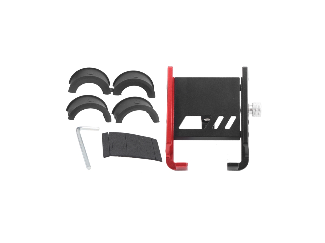 Soporte Ajustable Para Teléfono Móvil Para Motocicleta Y Bicicleta, Fabricado En Aleación De Aluminio Con Rotación De 360°, En Color Negro Y Rojo.