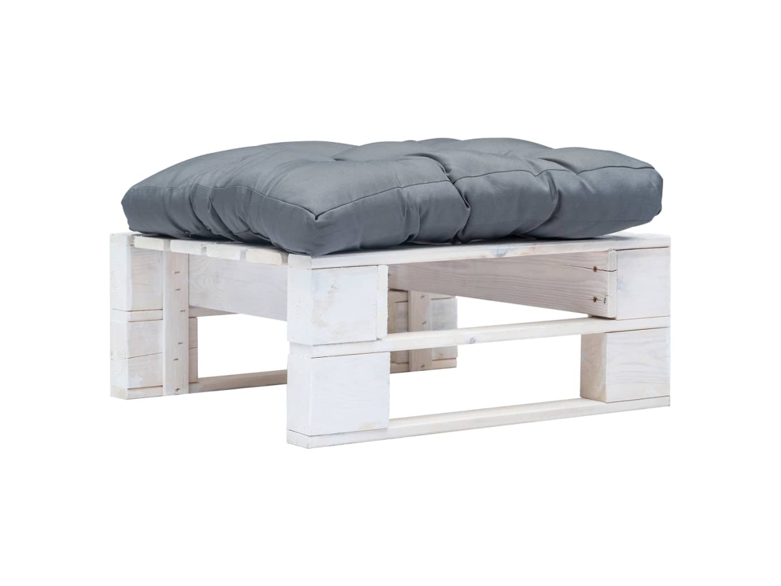 Otomana de palé con cojín, madera gris y blanca, DKD HOME DECOR