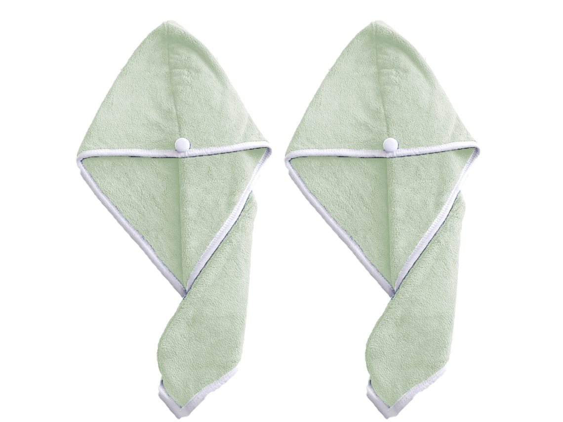 Juego de toallas Kofihety cabello gorro secado verde - 2 piezas (25x15x8 cm)