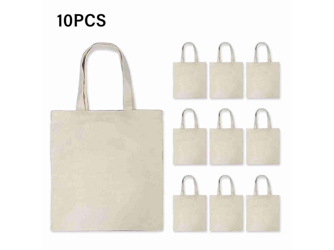 Juego de 10 bolsas de lona grandes, plegables, reutilizables, ligeras y de color liso para compras y uso diario. GOKOCO