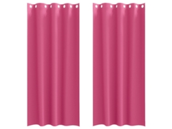 Maison Exclusive - Cortinas Opacas Con Anillas 2 Pcs Rosa Brillante 260 X 140 Cm