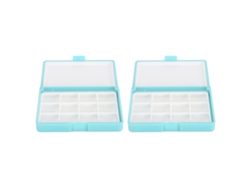 2 Cajas Vacías Para Guardar Paletas De Acuarela, De Plástico, Con 12 Compartimentos, Portátiles, Color Azul.