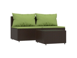 Maison Exclusive - Set Muebles De Jardín 3 Piezas Y Cojines Ratán Sintético Marrón