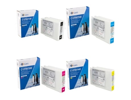 Pack 4 Cartuchos de Tinta Compatibles G&G Epson T9071 T9072 T9073 T9074 Tinta Pigmentada