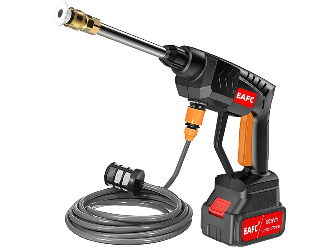 Hidrolimpiadora inalámbrica de alta presión EAFC de 60 bares y 300 W, con batería recargable y manguera de 5 m, para uso doméstico, en el jardín y en vehículos.