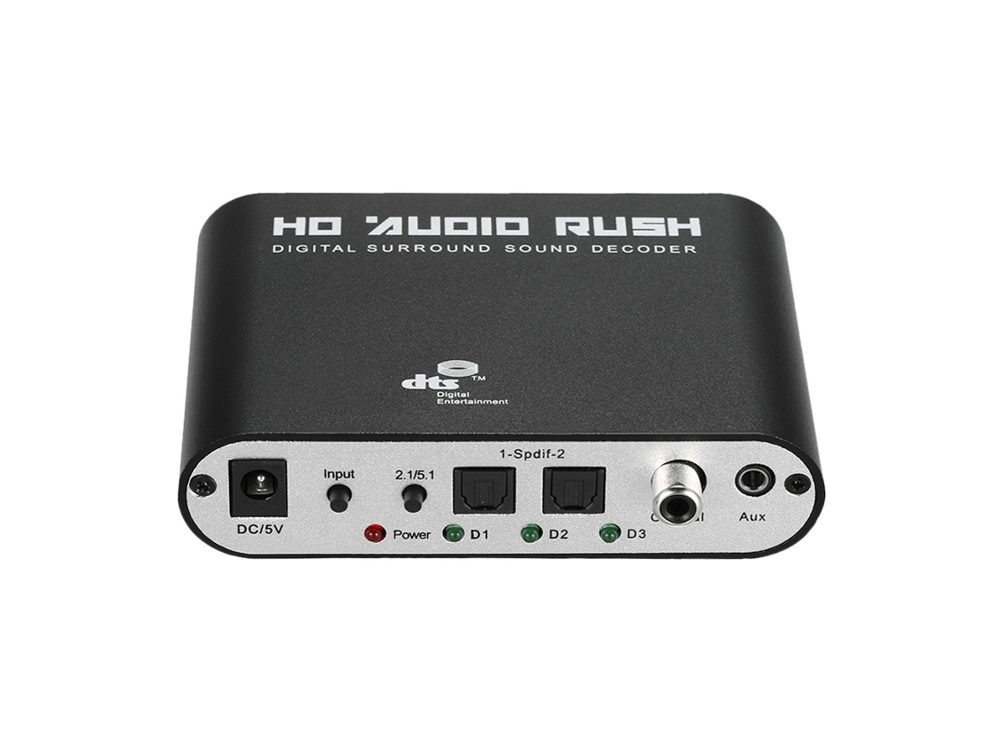Decodificador De Audio Coaxial Spdif 5.1 Audio Rush Para Dts/ac-3 De 5.1/2.1 Canales Para Reproductor De Dvd Stb Xbox 360 Enchufe Europeo