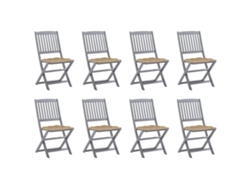Sillas plegables de exterior DKD Home Decor de 8 piezas con cojines de acacia maciza