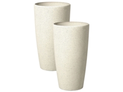 Conjunto de 2 macetas BELIANI Abdera de Mezcla de piedra Beige 31x31x58