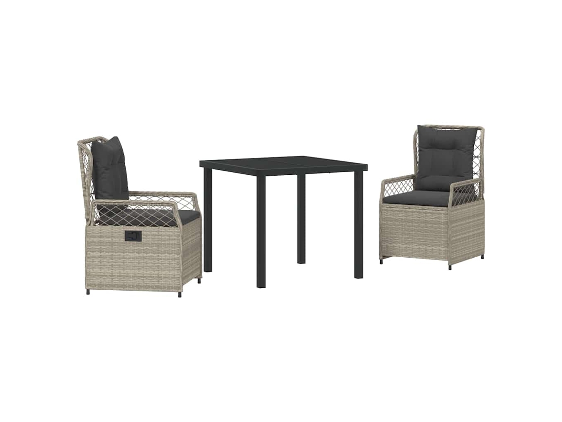 Juego de comedor de jardín de 3 piezas de mimbre gris claro EXCLUSIVO DE LA CASA