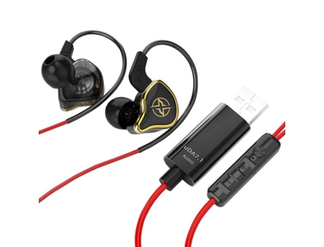 Auriculares Ut-01 Gaming Interfaz USB de 7.1 canales Bajo controlado por cable con micrófono Cable rojo