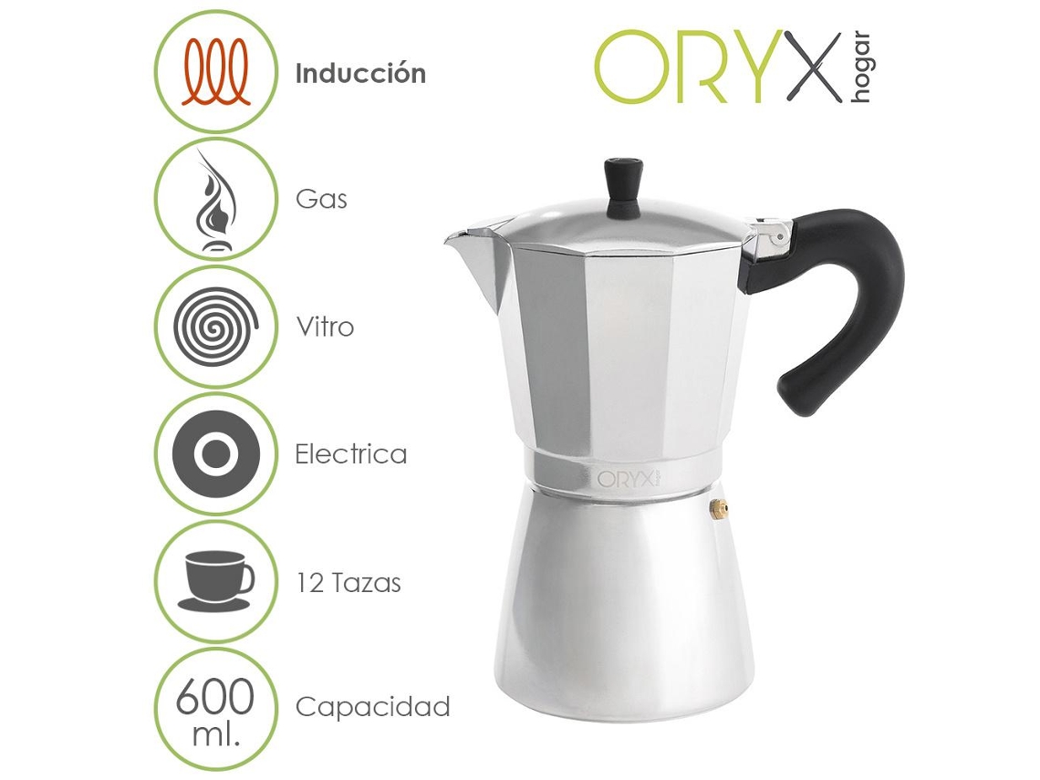 Cafetera Inducción Aluminio 12 Tazas (600 Ml.) ORYX
