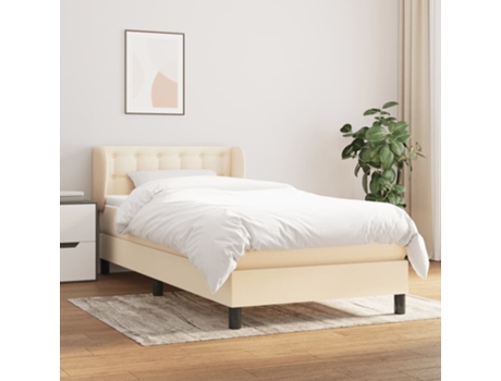 vidaXL Cama con somier y colchón 90x190 cm tela color crema