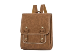 Mochila escolar pequeña de piel sintética para adolescentes, ideal para viajes y uso diario, color marrón.