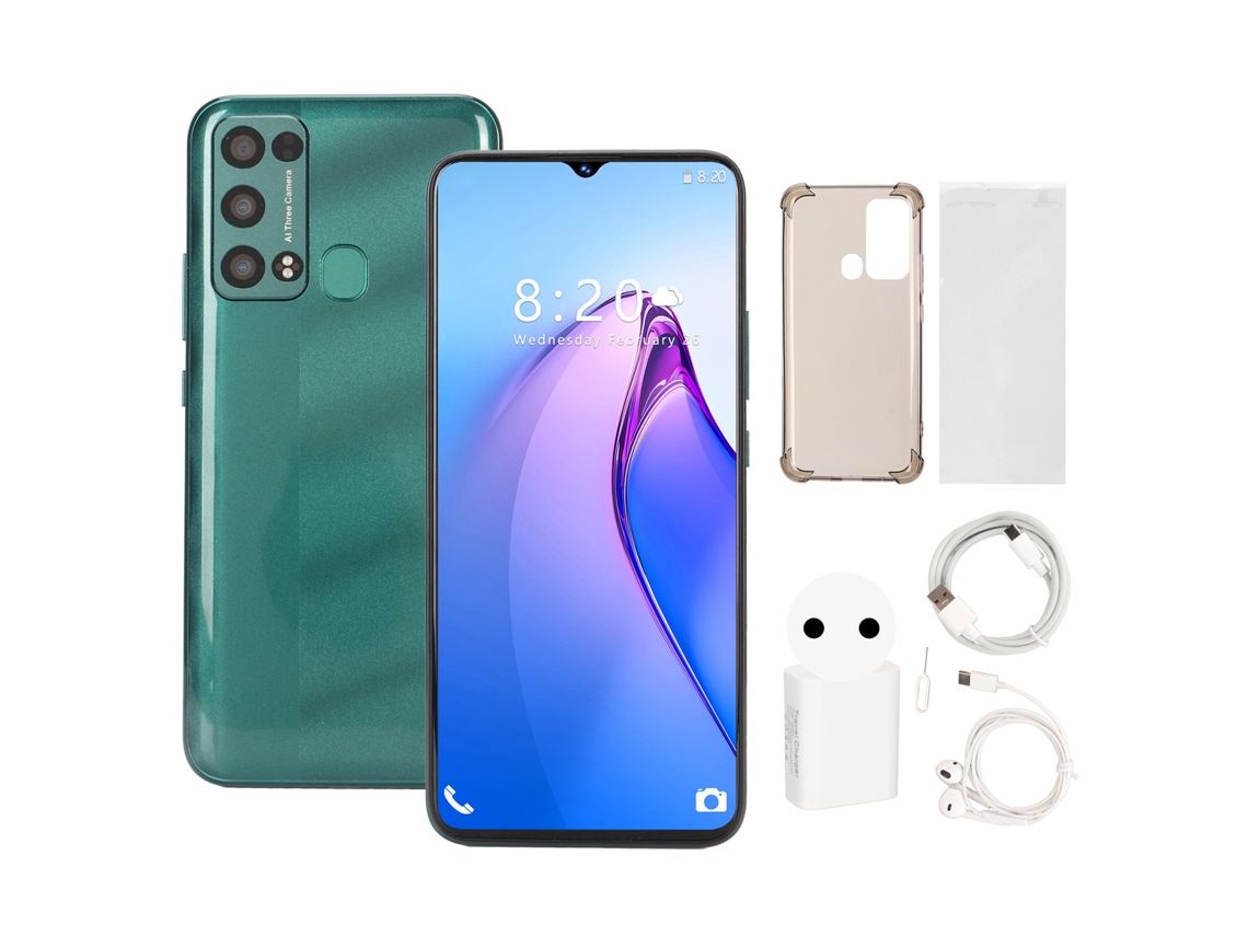 Smartphone 4g De 6,54 Pulgadas, 12 Gb/256 Gb, Desbloqueo Facial Con Huella Dactilar, Android 12, Batería De 6800 Mah, 100-240 V, Enchufe Verde De La U