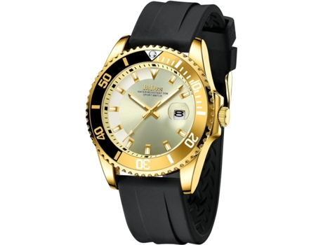 VEANXIN Relojes con Caja Giratoria, Correa de Silicona, Reloj de Pulsera Impermeable-Oro