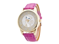 Reloj De Pulsera De Negocios Para Parejas En Aleación Con Esfera Redonda, Cuarzo Analógico, Rojo Rosa.