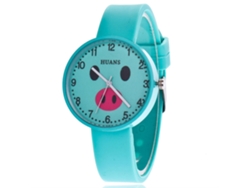 Reloj Analógico Para Niñas Con Un Bonito Estampado De Cerditos, Correa De Gel De Sílice Y Movimiento De Cuarzo (menta).