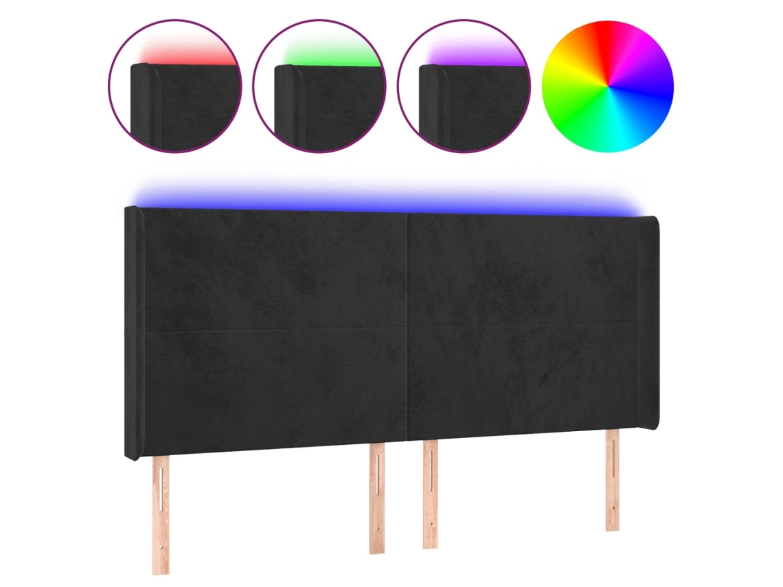 Cabecero de terciopelo negro con luces LED MAISON EXCLUSIVE (183x16x118 cm)