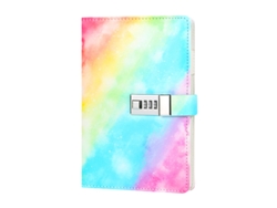 Cuaderno diario Eifson A5 de cuero sintético arcoíris con contraseña
