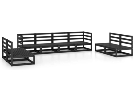 Conjunto 8 de muebles de jardín VIDAXL negro madera maciza de pino