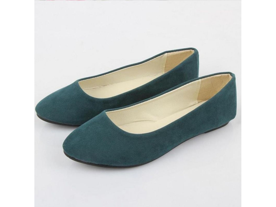 Sapatos de Bailarina Feminina de Camurça Slip On Flat Loafers Ilj