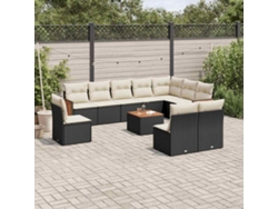 Conjunto de sofás de jardín de 11 piezas DKD Home Decor con cojines de mimbre negros