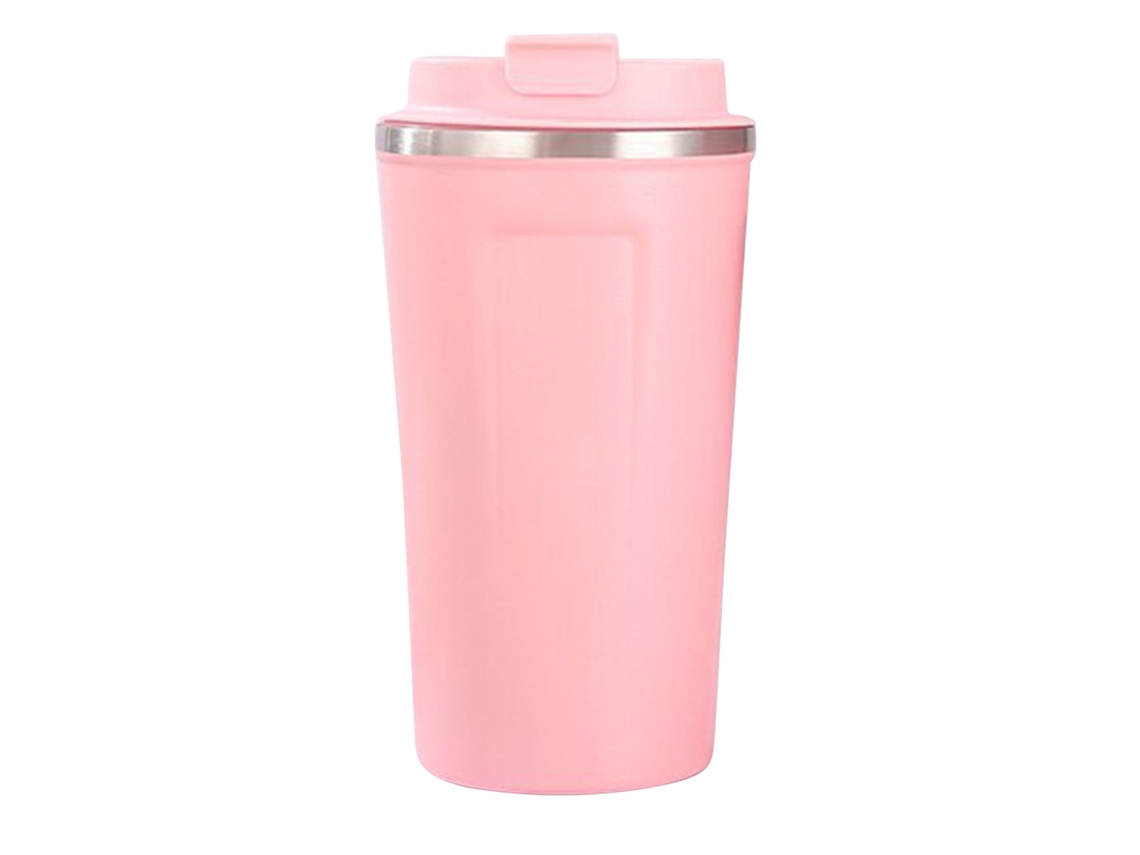 Taza térmica de acero inoxidable 304 con cierre de seguridad, 510 ml, gran capacidad, portátil, rosa, ideal para café o para la oficina. (Sin marca)