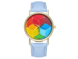 Reloj Casual De Moda Unisex De Cuarzo Con Correa De Cuero Azul Claro
