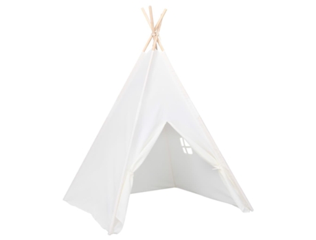 vidaXL Tienda tipi niños y bolsa piel melocotón blanco 120x120x150cm