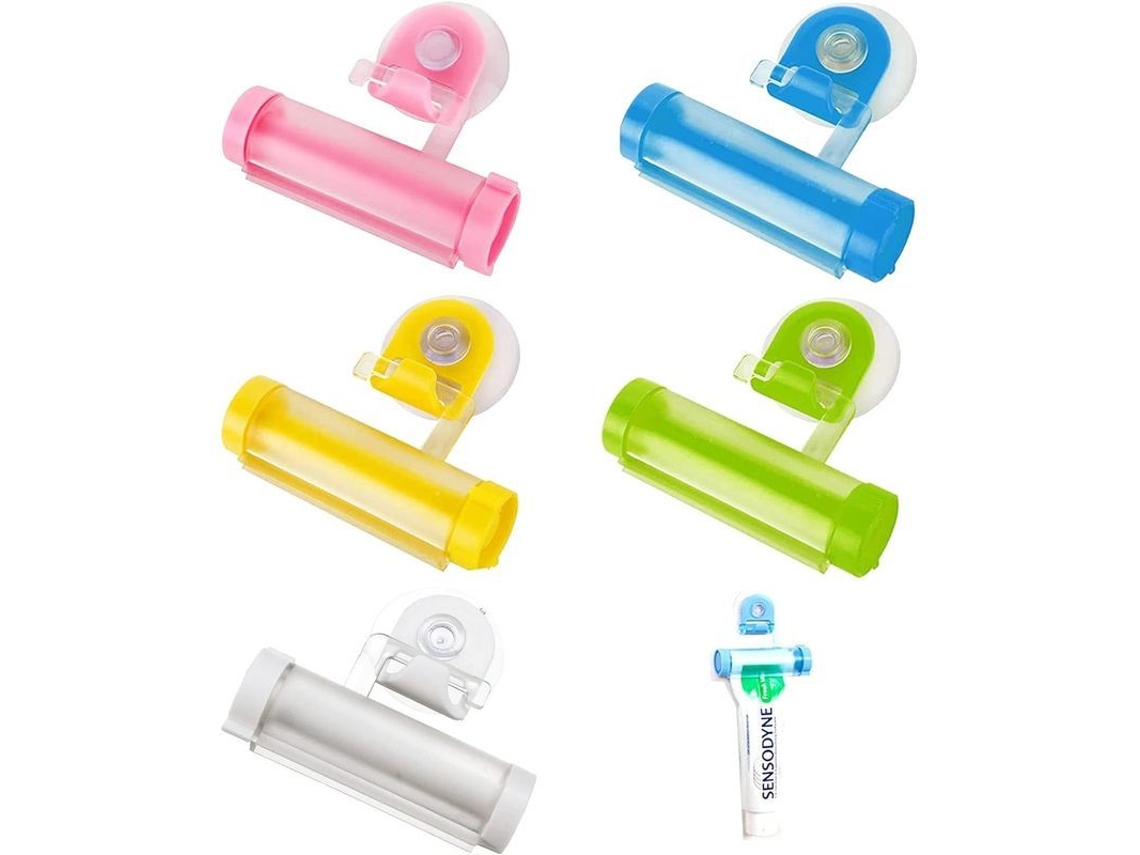 5 Tubos Exprimibles, Dispensador De Pasta De Dientes, Soporte Para Tubos, Práctico Accesorio De Baño.