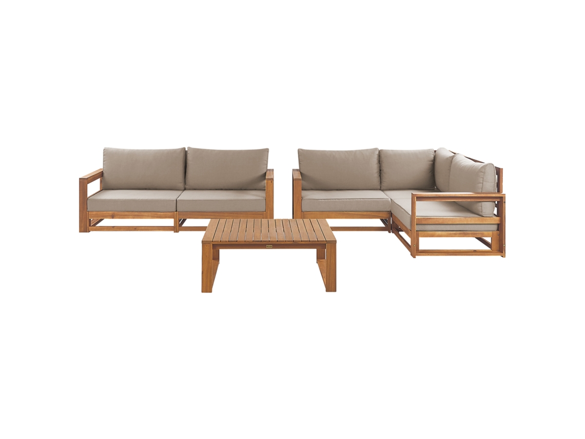Conjunto de Sala de Estar para Jardín BELIANI Timor de Madera de Acacia Con Certificado Fsc Madera Clara 167X167X72
