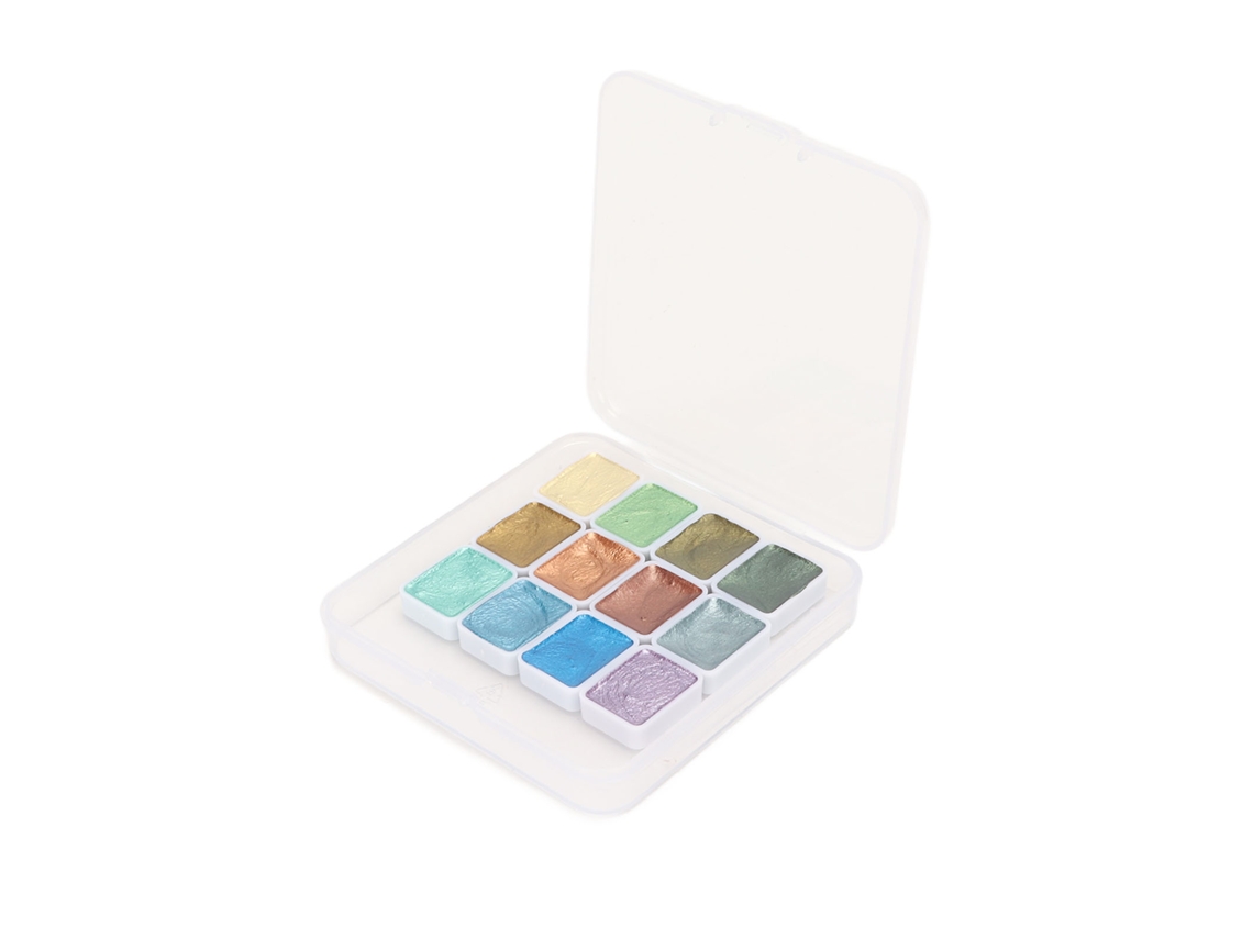Set De Pintura Acuarela Sólida Portátil Ecológica Con Glitter Y Metálico Para Caligrafía Y Pintura Artística