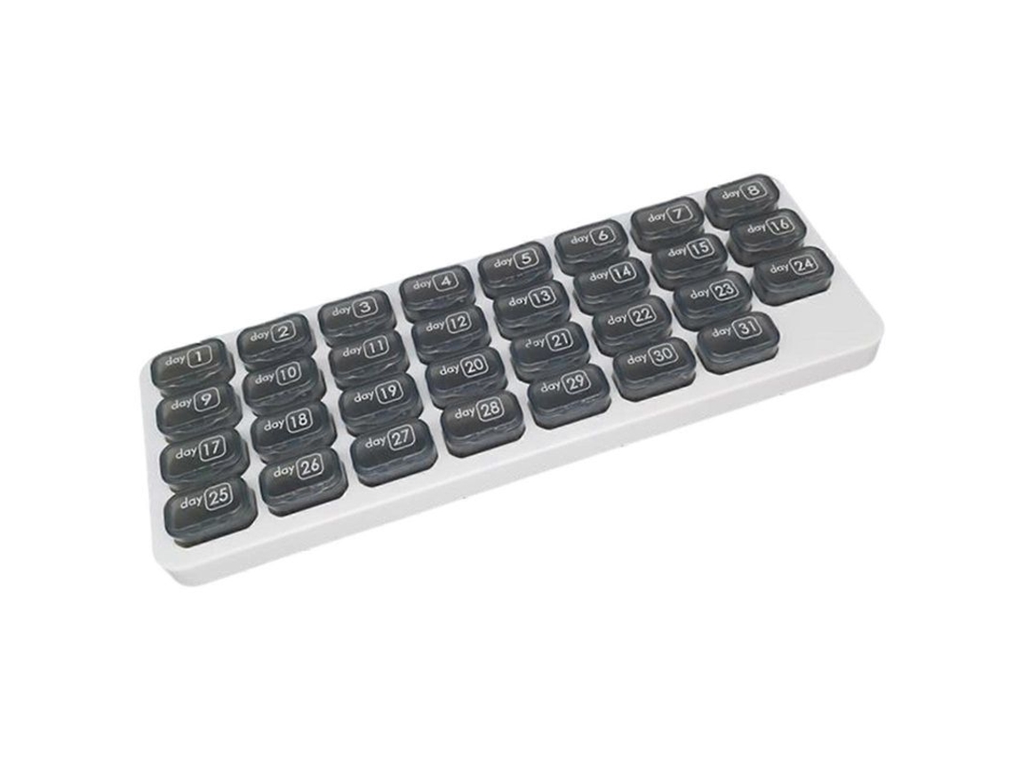 Organizador Portátil De Medicamentos Diarios Con 31 Compartimentos - Gris