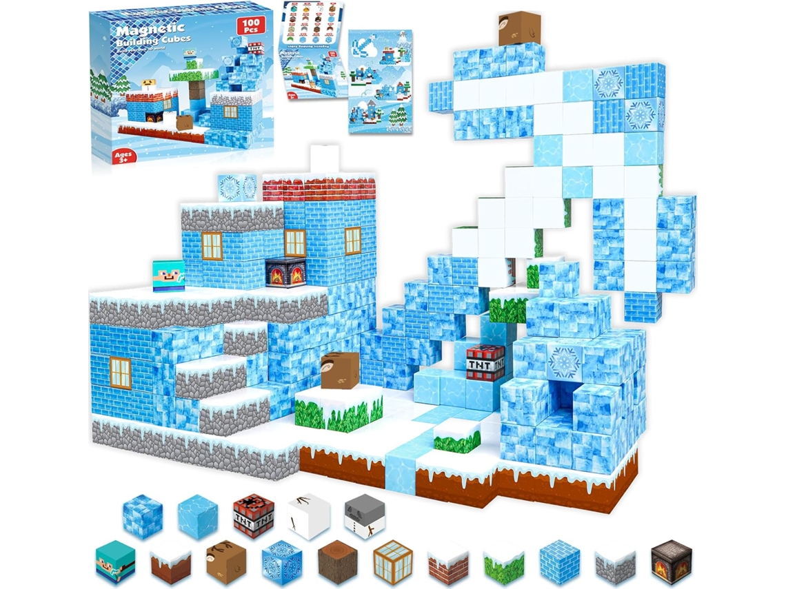 Cubos de rompecabezas modelo Hielo Modelo Zh 004 Nuevo, Bloques magnéticos, 100 bloques de construcción magnéticos