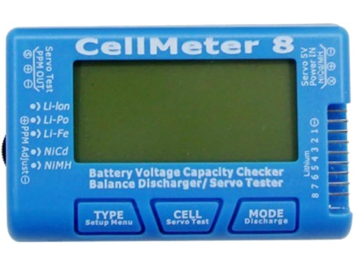 Cellmeter 8 Aok 8s Servo Eléctrico con Pantalla Tur Frecuencia Descargador de Batería para Aeronaves SFUSHOS