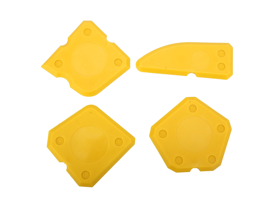 Kit De 4 Herramientas De Calafateo: Papel De Lija De Silicona, Cemento, Vidrio, Para Acabado De Sellador De Lechada, Amarillo