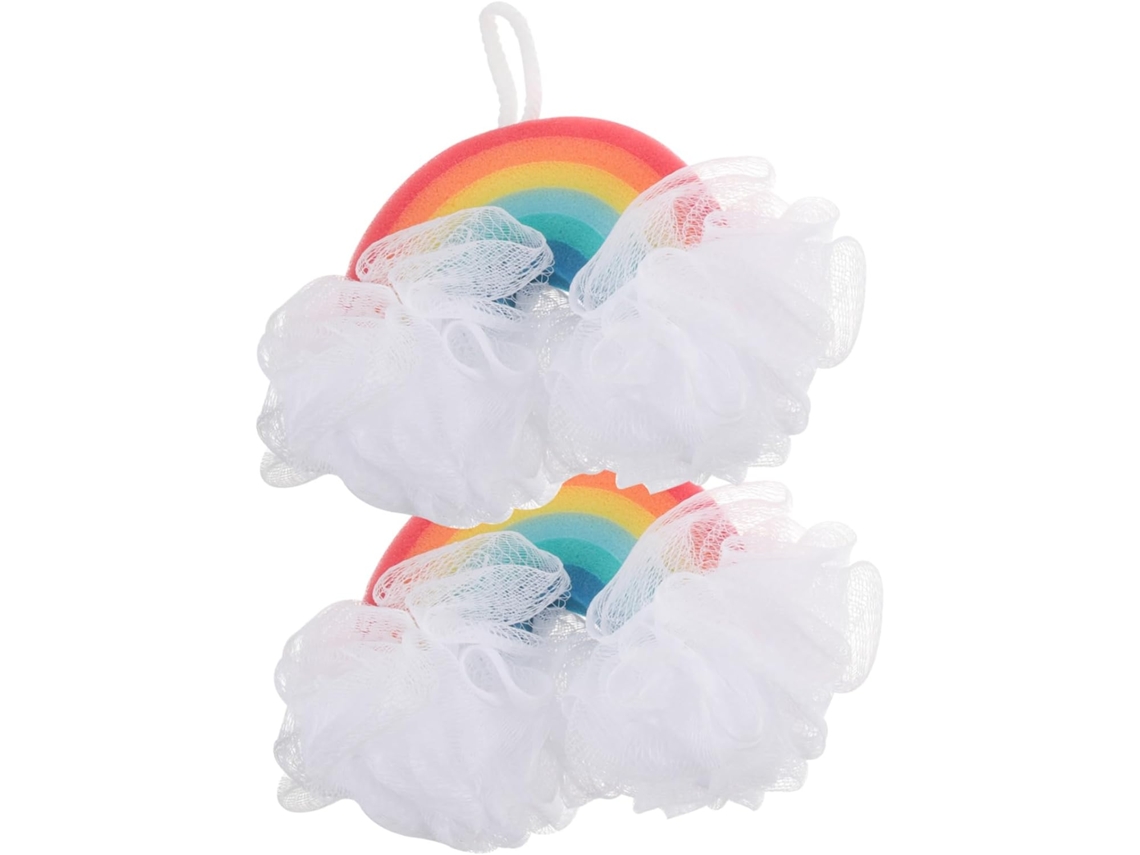 2 Pièces Éponge Bain Garçon Fille Douce Exfoliante Arc Ciel Para Filles Nettoyage Peau Y Protect...