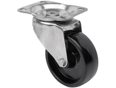 Rueda Giratora Placa Inox.10Zvli80-Tt Resina Negra Eje Liso ALEX