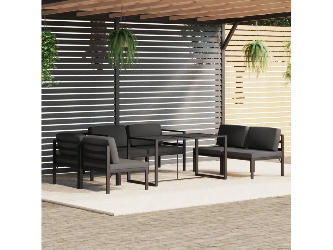 7 Piezas Conjunto Lounge Jardim Com Aluminio Antracita Dkd Home Decor