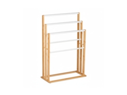 Relaxdays Toallero De Pie Con 6 Barras, Bambú, 82 X 55 X 24 Cm, Autónomo, Portatoallas Baño Y Ducha, Natural Y Blanco